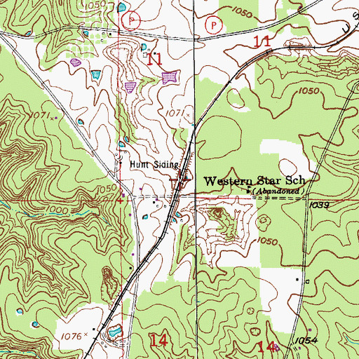 Topographic Map of Hunt Siding, MO
