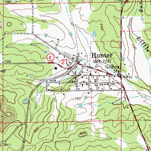Topographic Map of Hunter, MO