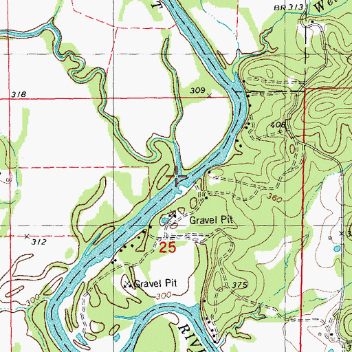 Topographic Map of Hurricane Creek, MO