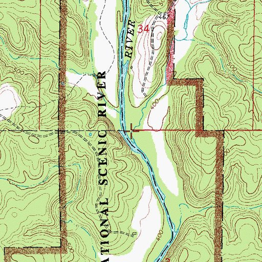 Topographic Map of Hurricane Creek, MO