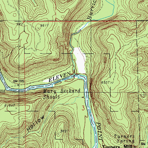 Topographic Map of Hurricane Creek, MO