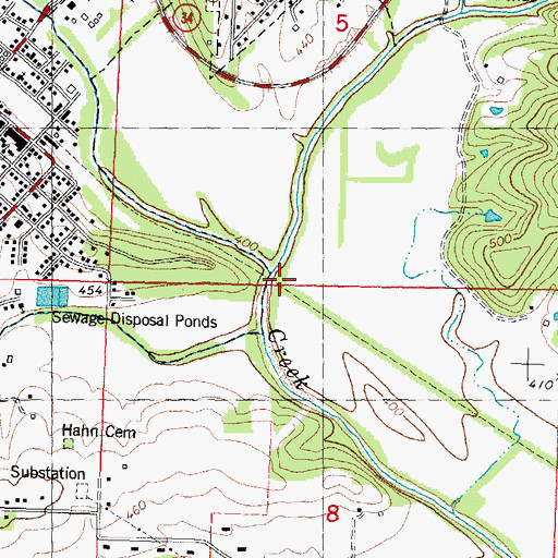 Topographic Map of Hurricane Creek, MO