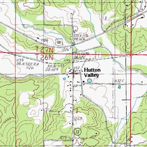 Topographic Map of Hutton Valley, MO