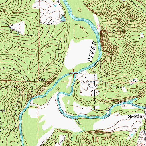 Topographic Map of Huzzah Creek, MO