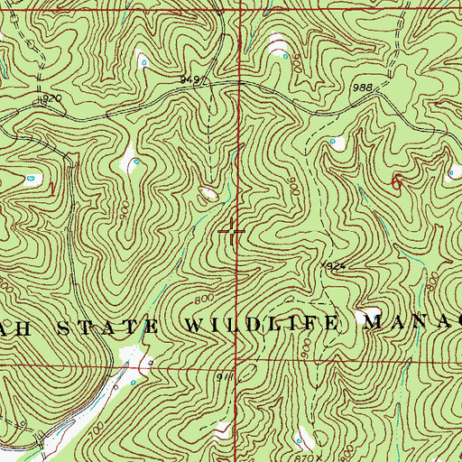 Topographic Map of Huzzah Conservation Area, MO