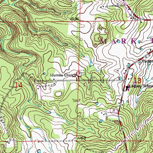 Topographic Map of Idumea Church, MO