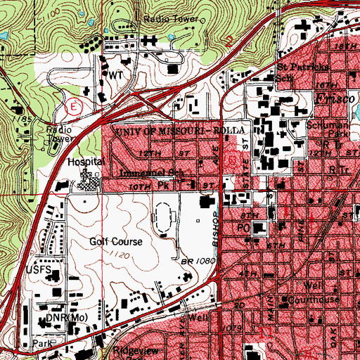 Topographic Map of Immanuel School, MO