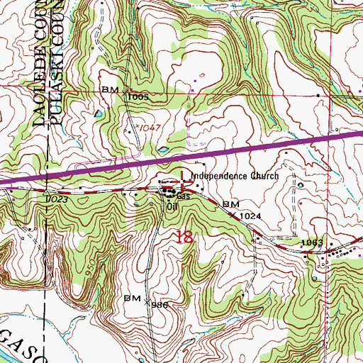 Topographic Map of Independence Church, MO