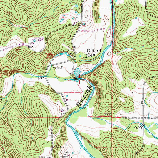 Topographic Map of Indian Creek, MO