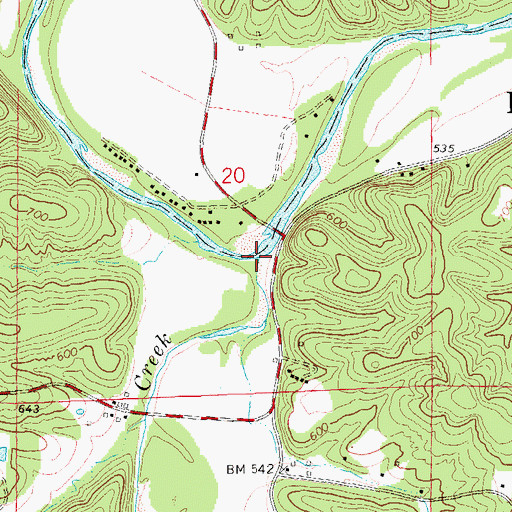 Topographic Map of Indian Creek, MO