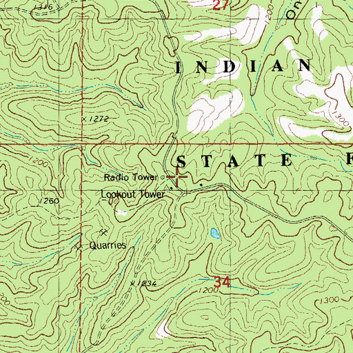 Topographic Map of Indian Trail Lookout, MO