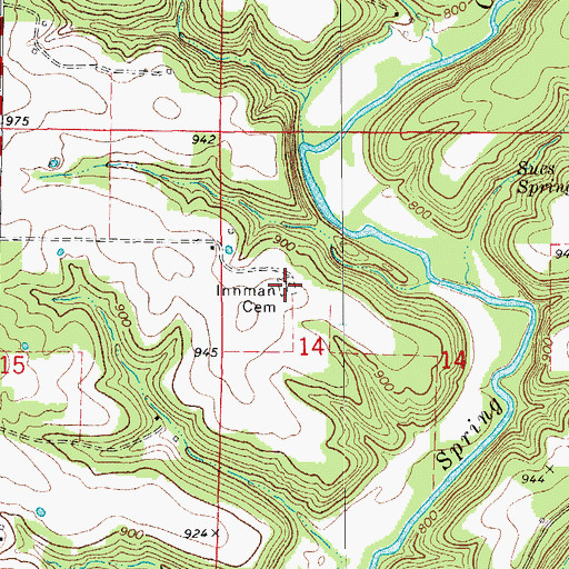 Topographic Map of Innman Cemetery, MO