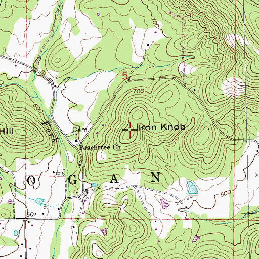 Topographic Map of Iron Knob, MO