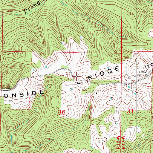 Topographic Map of Ironside Ridge, MO