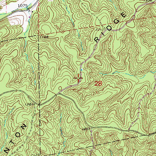 Topographic Map of Ironton Ridge, MO