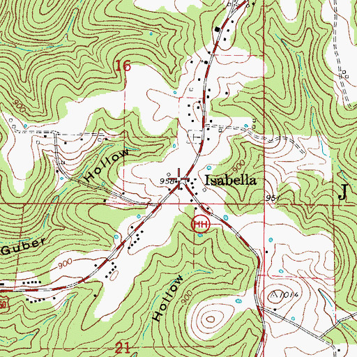 Topographic Map of Isabella, MO