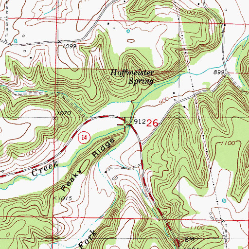 Topographic Map of Jacks Fork, MO