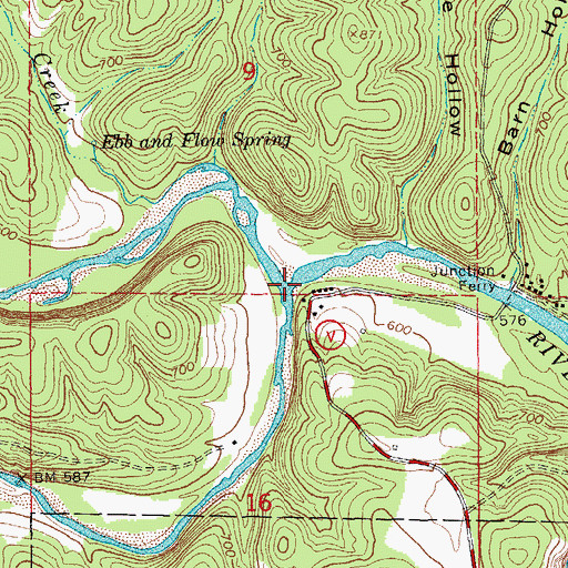 Topographic Map of Jacks Fork, MO