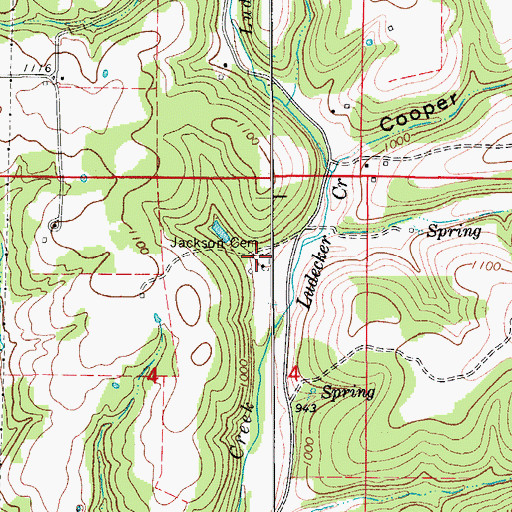 Topographic Map of Jackson Cemetery, MO