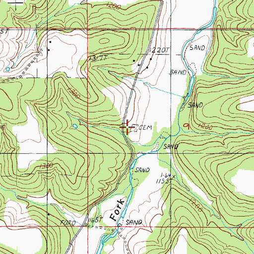 Topographic Map of Jackson Cemetery, MO