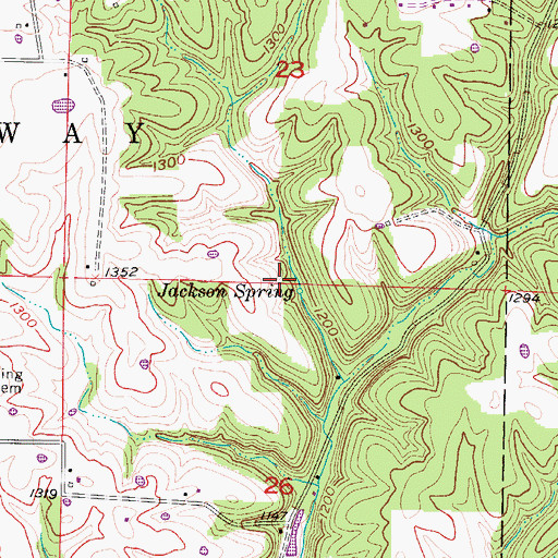 Topographic Map of Jackson Spring, MO
