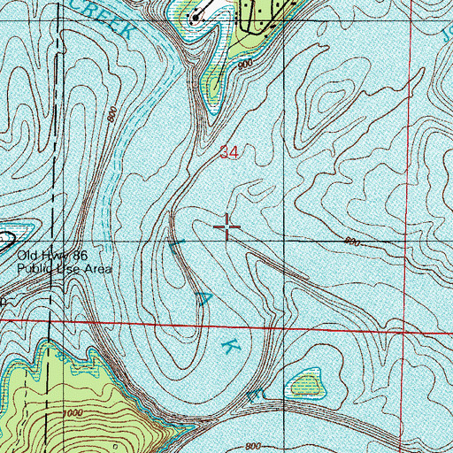 Topographic Map of Jakes Branch, MO