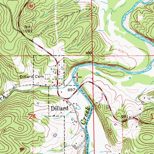 Topographic Map of James Branch, MO