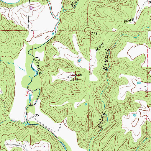 Topographic Map of James Cemetery, MO