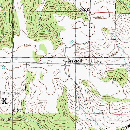 Topographic Map of Jerktail, MO