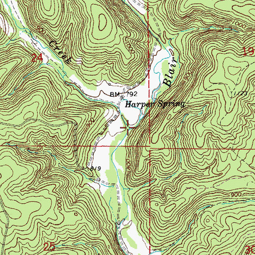 Topographic Map of Jims Creek, MO