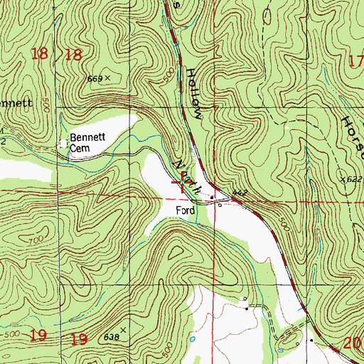 Topographic Map of Jinks Hollow, MO