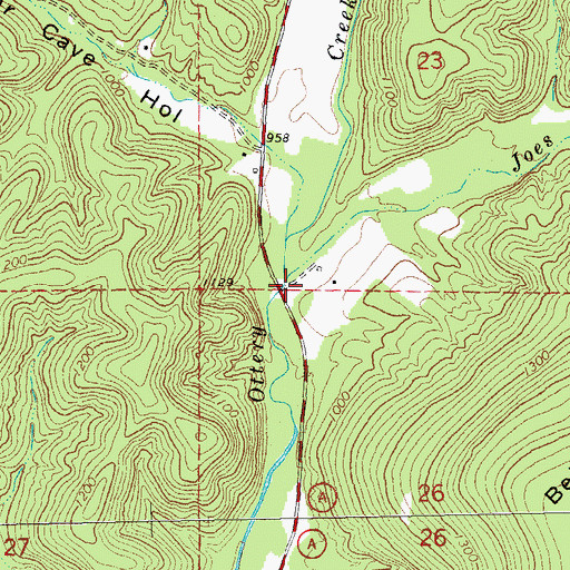 Topographic Map of Joes Creek, MO