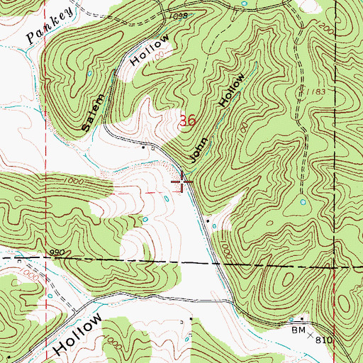 Topographic Map of John Hollow, MO