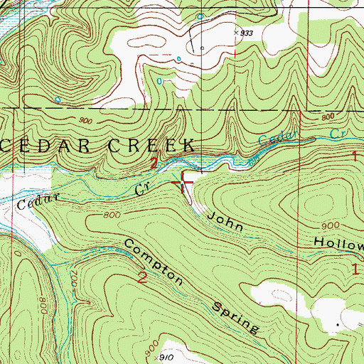 Topographic Map of John Hollow, MO