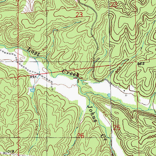 Topographic Map of Johns Creek, MO