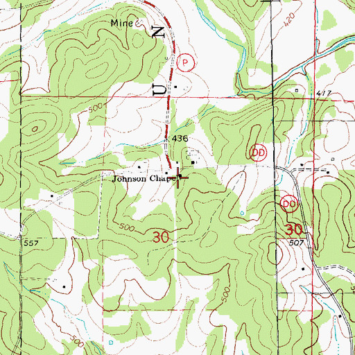 Topographic Map of Johnson Chapel, MO