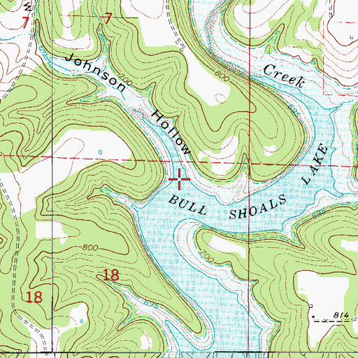 Topographic Map of Johnson Hollow, MO