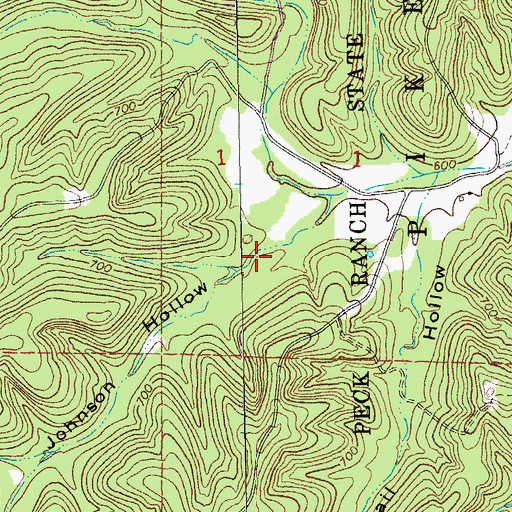 Topographic Map of Johnson Hollow, MO