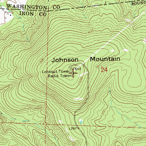 Topographic Map of Johnson Mountain, MO