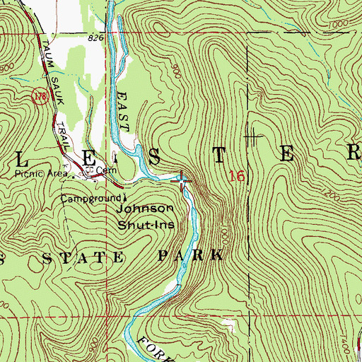 Topographic Map of Johnson Shut-Ins, MO