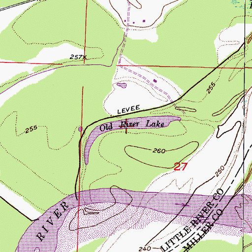 Topographic Map of Old River Lake, AR