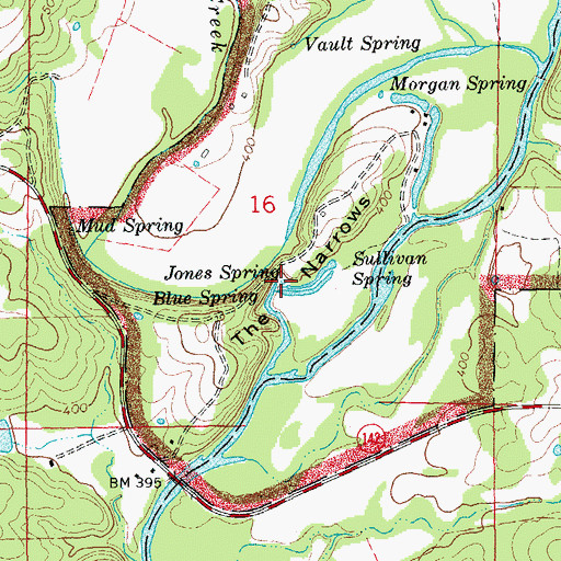 Topographic Map of Jones Spring, MO