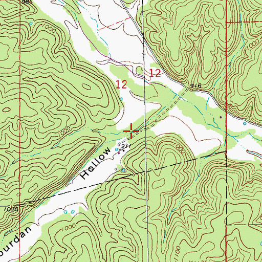 Topographic Map of Jourdan Hollow, MO