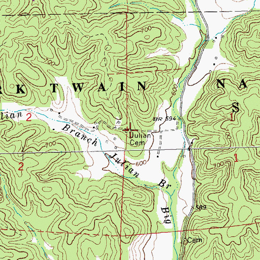 Topographic Map of Julian Cemetery, MO