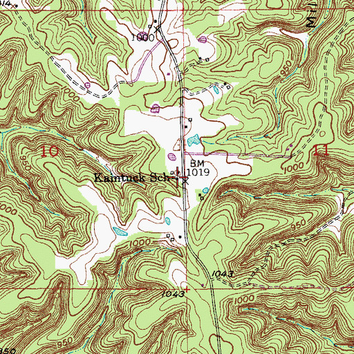 Topographic Map of Kaintuck School, MO