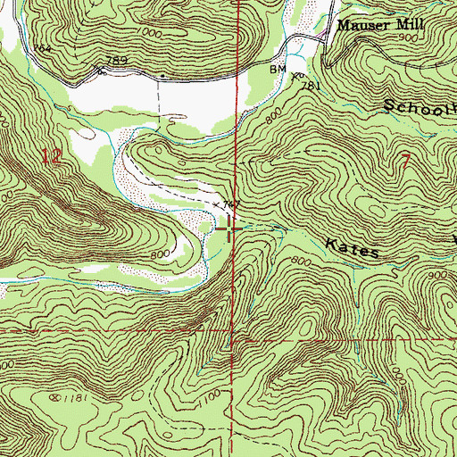 Topographic Map of Kates Hollow, MO