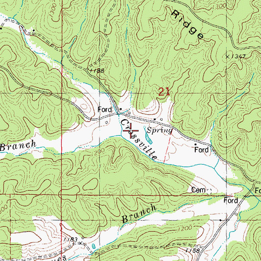 Topographic Map of Kay Branch, MO