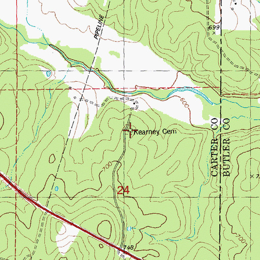 Topographic Map of Kearney Cemetery, MO