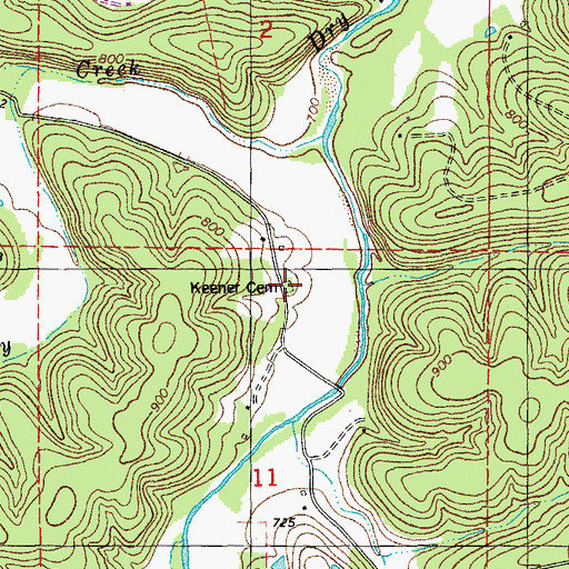 Topographic Map of Keener Cemetery, MO