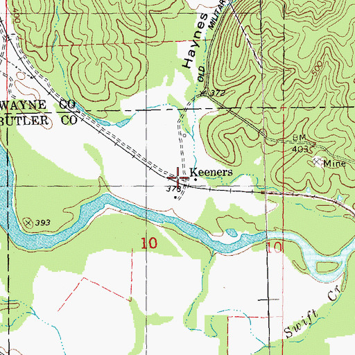 Topographic Map of Keeners, MO